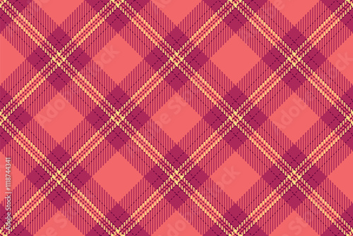 Floor check background textile, volume pattern seamless tartan. Proud plaid fabric texture vector in pink and red colors.