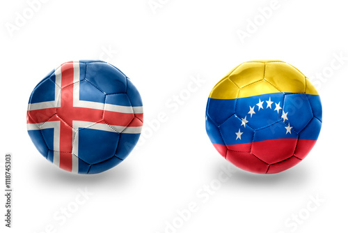 Free Download football balls with national flags of iceland and venezuela ,soccer teams. on the white background. - GFXLoad