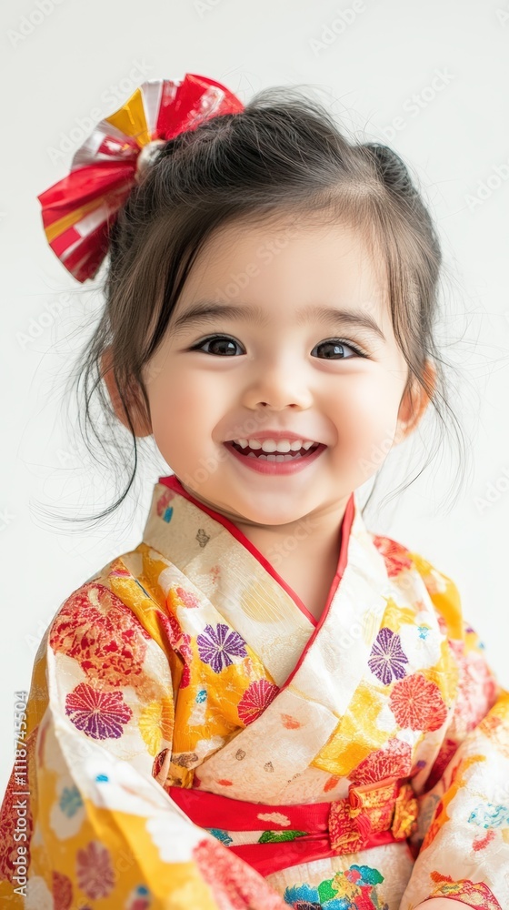 Adorable Baby Girl in Traditional Japanese Kimono Smiling for Shichi-Go-San Festival Portrait Photography Children Fashion Culture Japan Asia Happy Childhood Festive Celebration Adorable Baby Girl in Traditional Japanese Kimono Smiling for Shichi-Go-San Festival Portrait Photography Children Fashion Culture Japan Asia Happy Childhood Festive Celebration