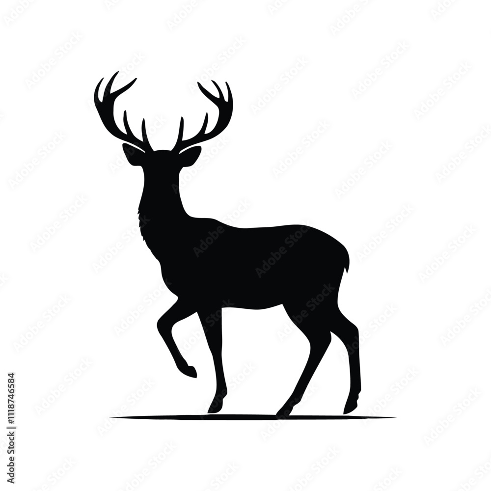 Obraz premium Large elk Deer vector silhouette vector illustration 