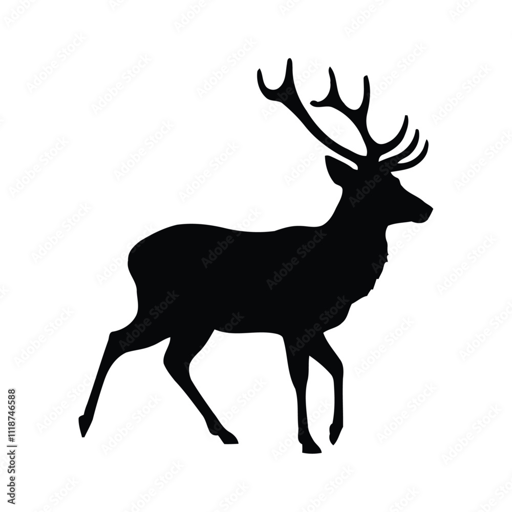 Obraz premium Large elk Deer vector silhouette vector illustration 