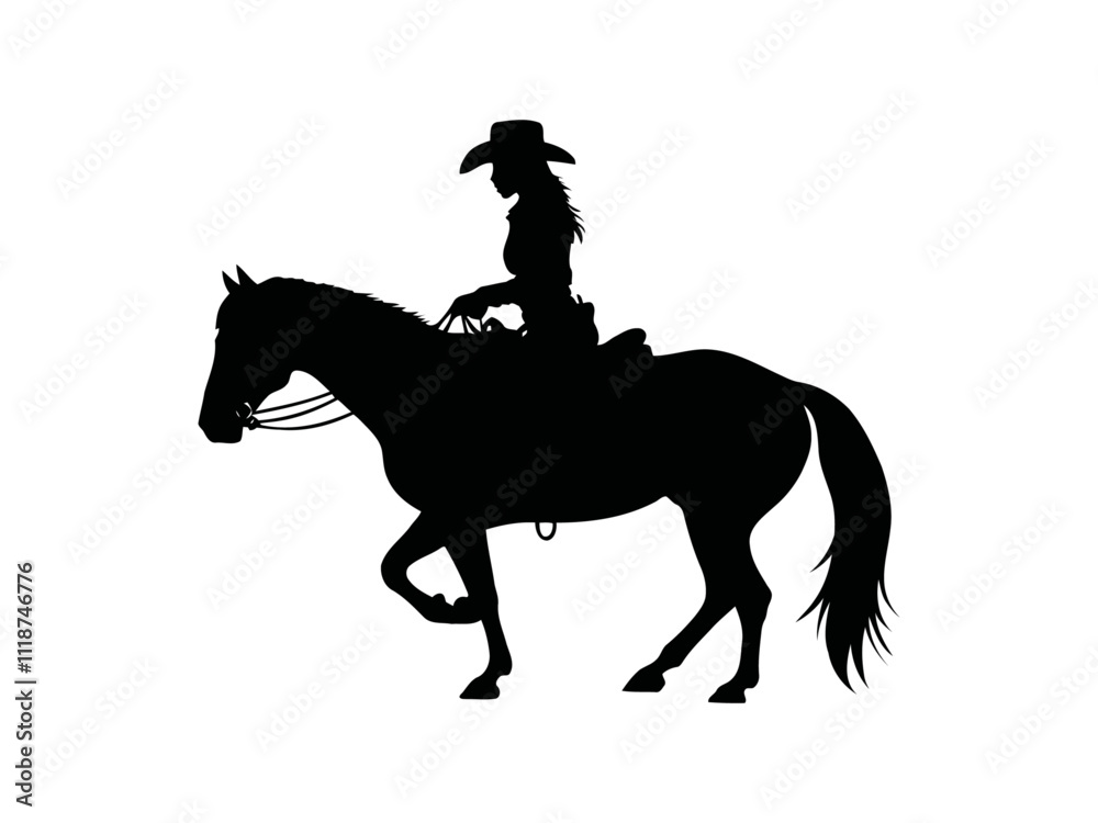 Beautiful woman Cowgirl riding a horse with Lasso Silhouette Vector illustration Beautiful woman Cowgirl riding a horse with Lasso Silhouette Vector illustration