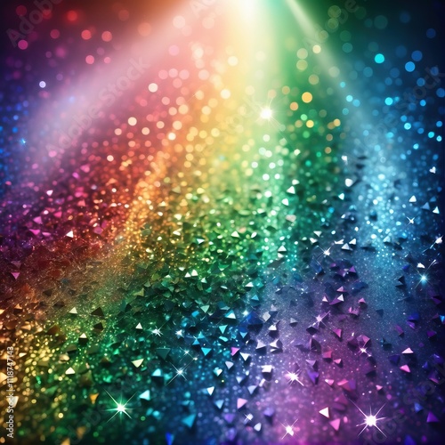 Rainbow glitter sparkles creating festive holiday background