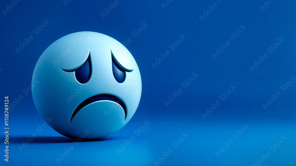 A sad emoji ball on a blue background symbolizing Blue Monday, which reflects themes of sadness, excitement, and melancholy. A sad emoji ball on a blue background symbolizing Blue Monday, which reflects themes of sadness, excitement, and melancholy.