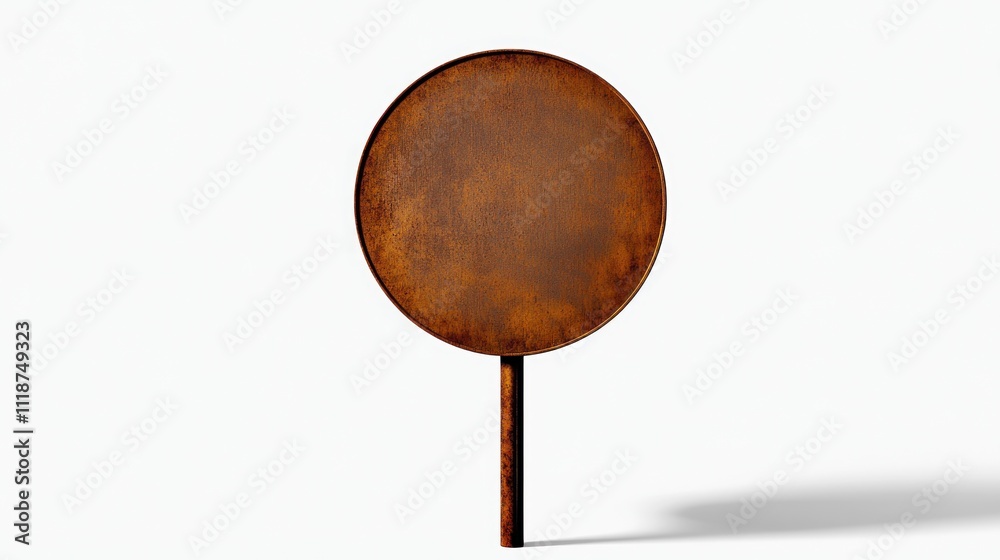 Rustic Circular Sign: Blank Corten Steel Garden Marker on a Stand Rustic Circular Sign: Blank Corten Steel Garden Marker on a Stand