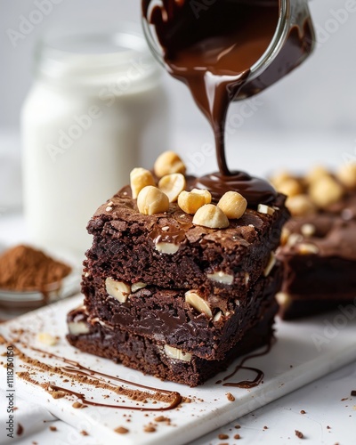 delicious chocolate brownie dessert food background with cake baking ingredient ai generated