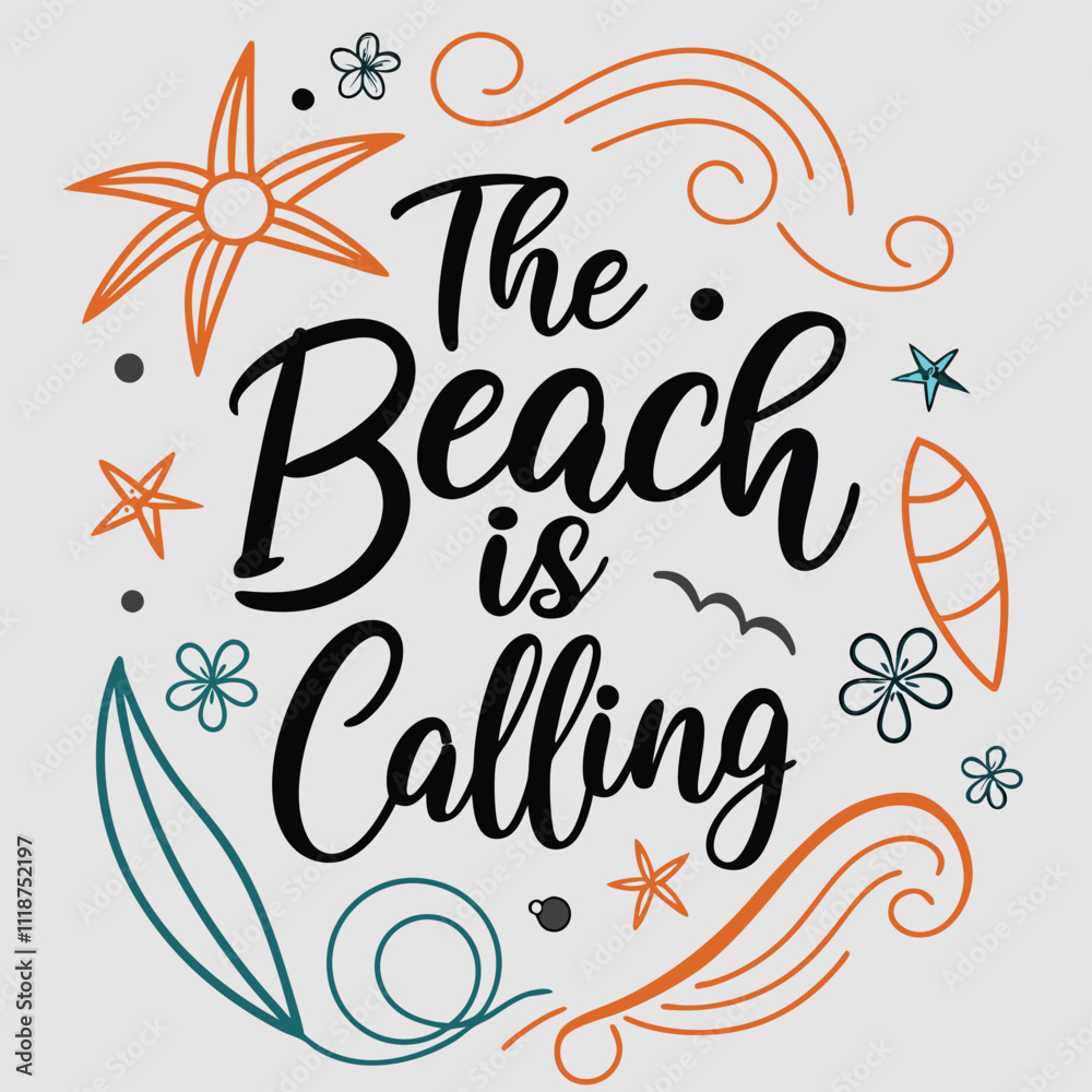 Obraz premium a poster with a picture of the beach is calling