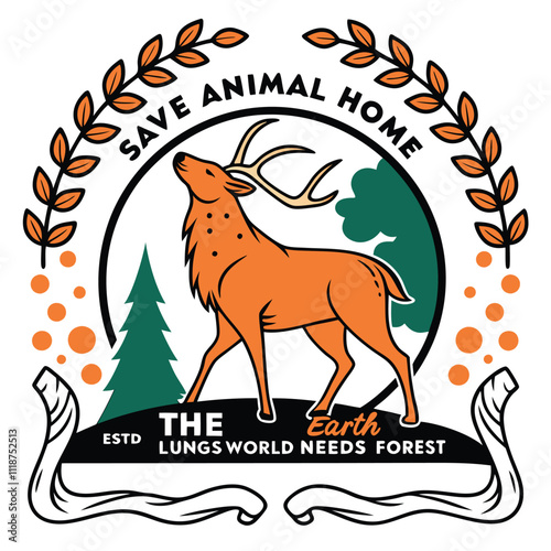 christmas card with deer, a poster for save the animals home, a deer with a green planet on it, a picture of a deer and the word  save the world  on a black background