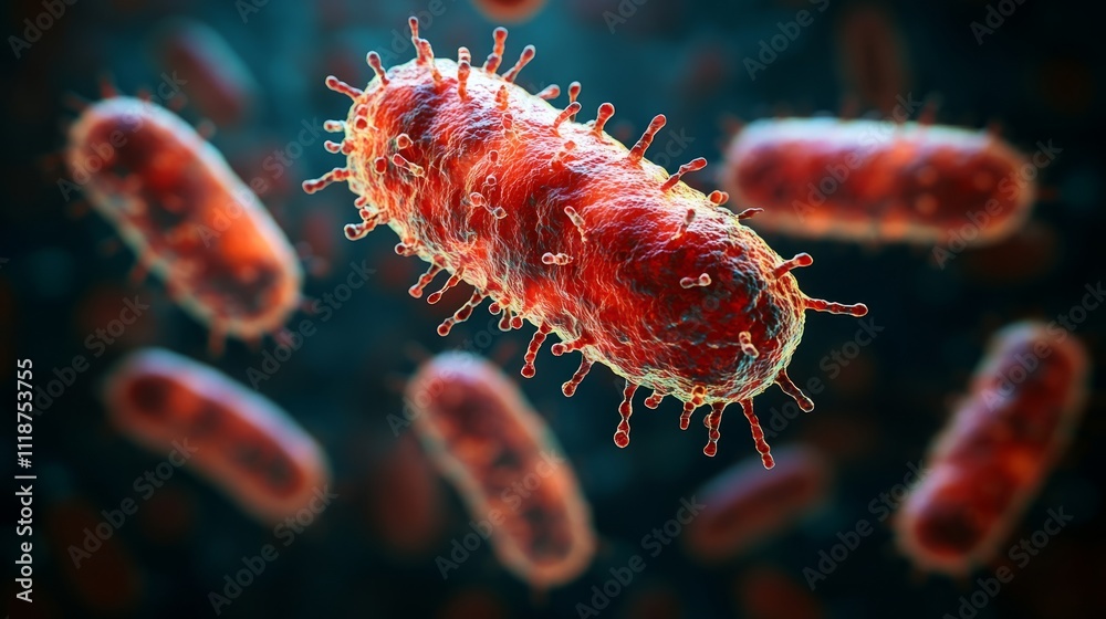A vibrant view of bacteria showcasing intricate shapes and colors, highlighting microbial life A vibrant view of bacteria showcasing intricate shapes and colors, highlighting microbial life