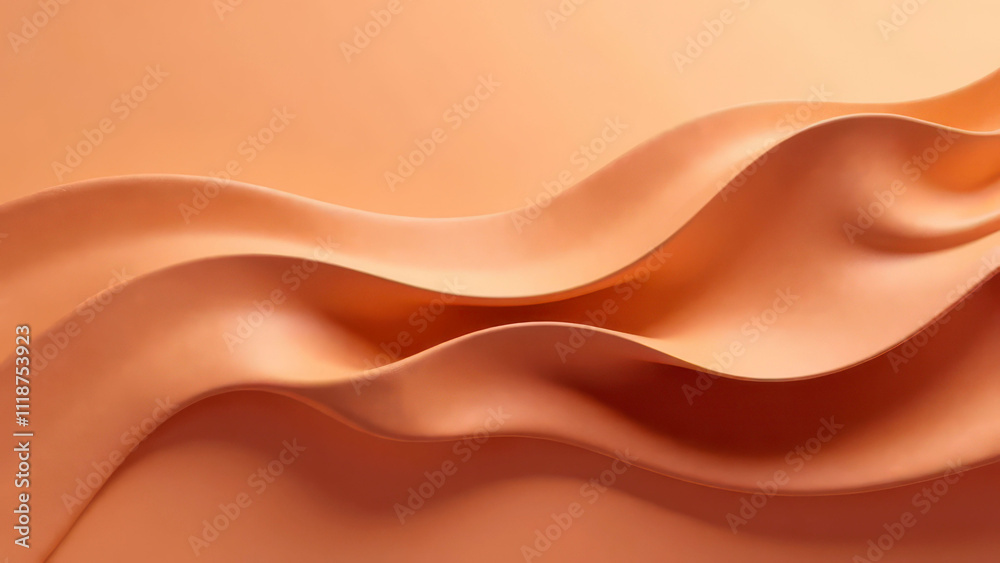 Abstract orange waves of minimalist curves and shadows in organic flow Abstract orange waves of minimalist curves and shadows in organic flow