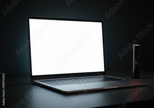 Modern computer,laptop with blank screen background.