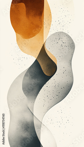 Wallpaper Mural Abstract shapes in earth tones with overlapping layers and textured minimalist design Torontodigital.ca