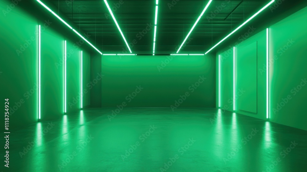 Fototapeta premium Neon Green Interior Design