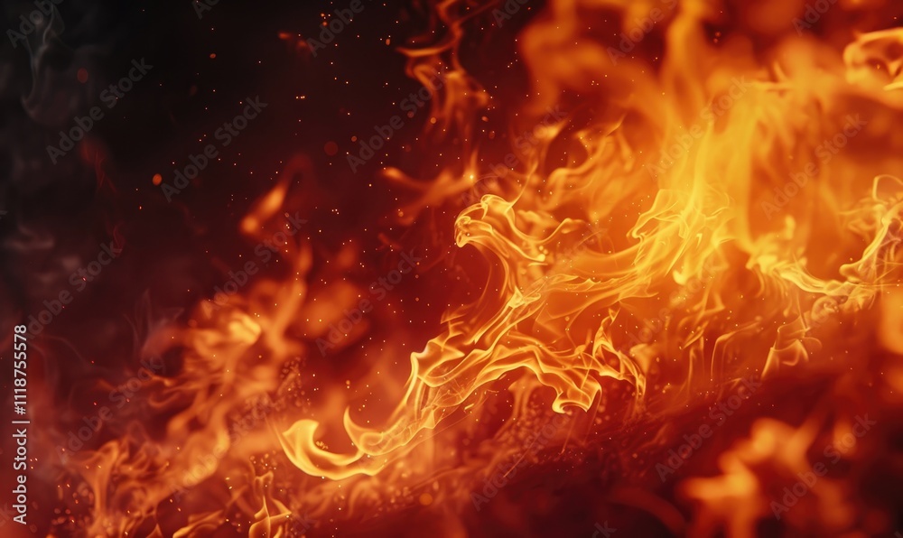Stunning burning fire wallpaper background in dark night with black background ai generated