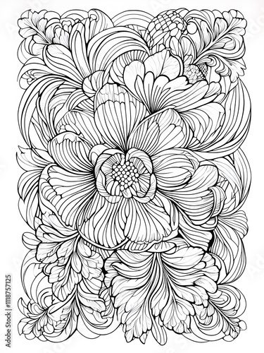 Coloring book with flowers.	