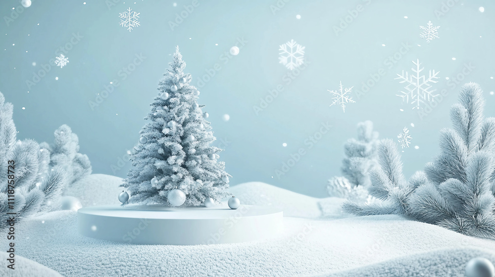 winter landscape with snow, christmas tree in snow winter landscape with snow, christmas tree in snow