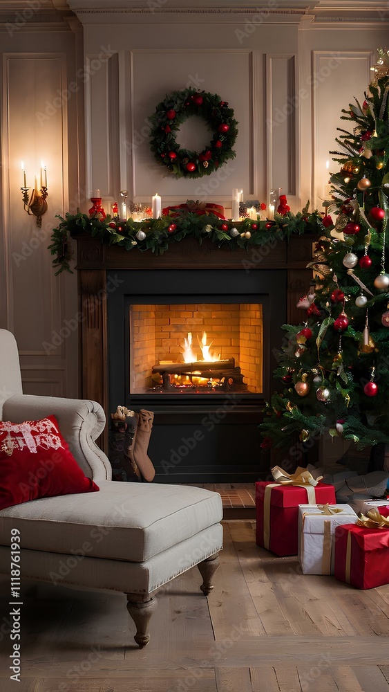 christmas tree with fireplace and cozy chair mobile phone wallpaper for christmas, x-mas, mobile phone christmas tree with fireplace and cozy chair mobile phone wallpaper for christmas, x-mas, mobile phone