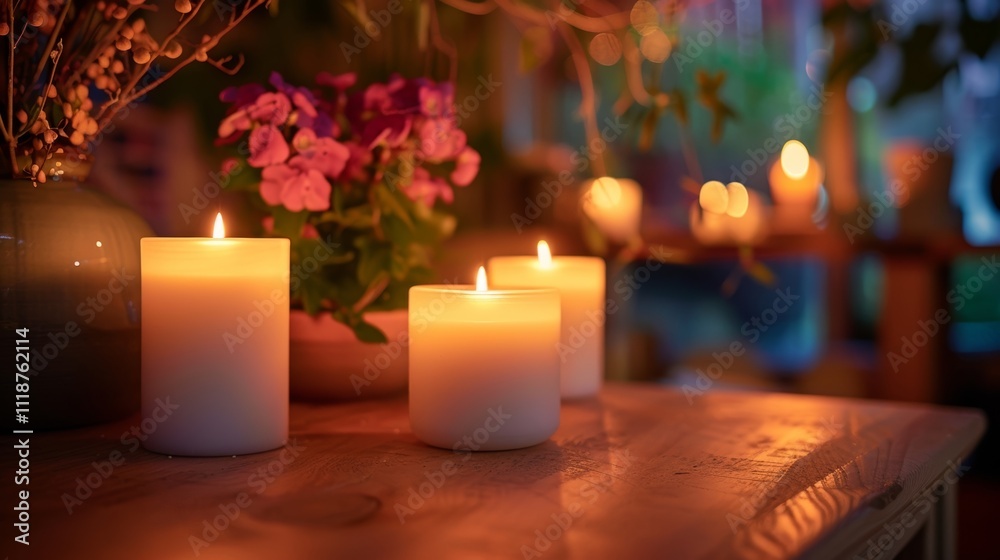 The warm cozy atmosphere created by the soft glow of candles lending an intimate feel to the workshop. 2d flat cartoon. The warm cozy atmosphere created by the soft glow of candles lending an intimate feel to the workshop. 2d flat cartoon.