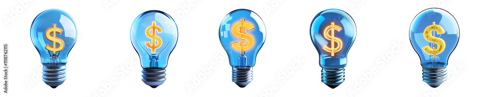 lightbulb with dollar symbol - 3d Set on transparent background PNG file lightbulb with dollar symbol - 3d Set on transparent background PNG file