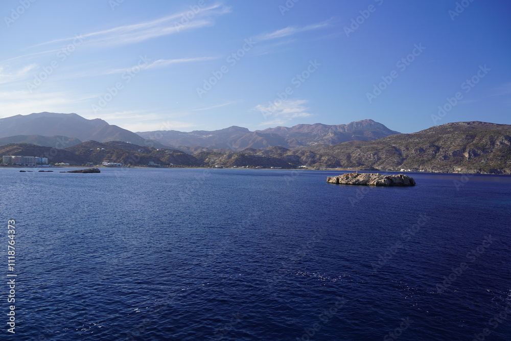 Fototapeta premium shore and harbour of a greek island in the Dodecanese