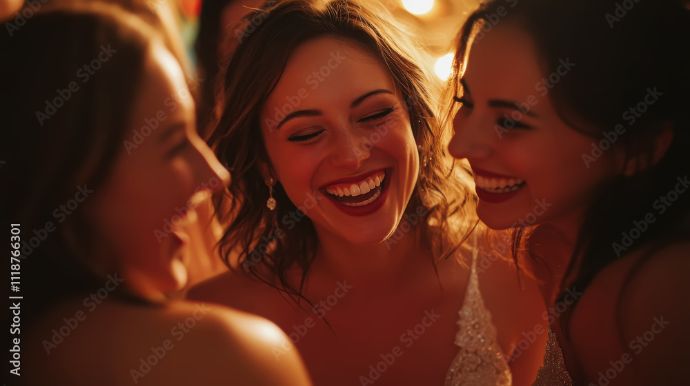 Joyful gathering of women sharing laughter and friendship at a celebration Joyful gathering of women sharing laughter and friendship at a celebration
