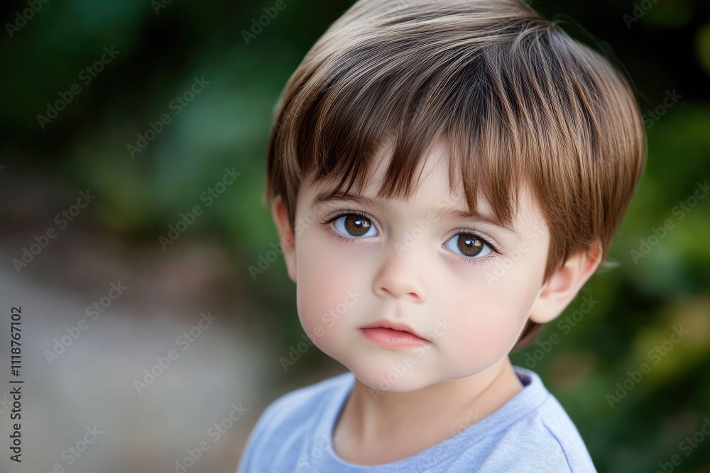 Adorable Portrait of a Cute Toddler Boy with Brown Hair, Celebrating Childhood in Vibrant Colors Adorable Portrait of a Cute Toddler Boy with Brown Hair, Celebrating Childhood in Vibrant Colors