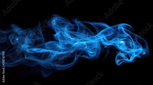 Ethereal Smoke in Dark Atmosphere: Wave-Like Swirls of Air and Smoke against a Black Canvas