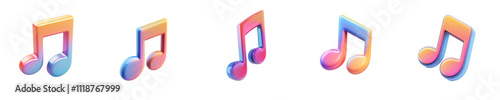 music note - 3d Set on transparent background PNG file