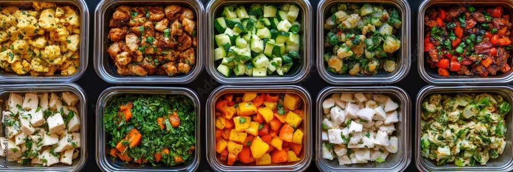 Diverse Culinary Spread: A Colourful Collage of Dishes Featuring Fresh Vegetables, Succulent Chicken, and Vibrant Salads from a Buffet Table Diverse Culinary Spread: A Colourful Collage of Dishes Featuring Fresh Vegetables, Succulent Chicken, and Vibrant Salads from a Buffet Table