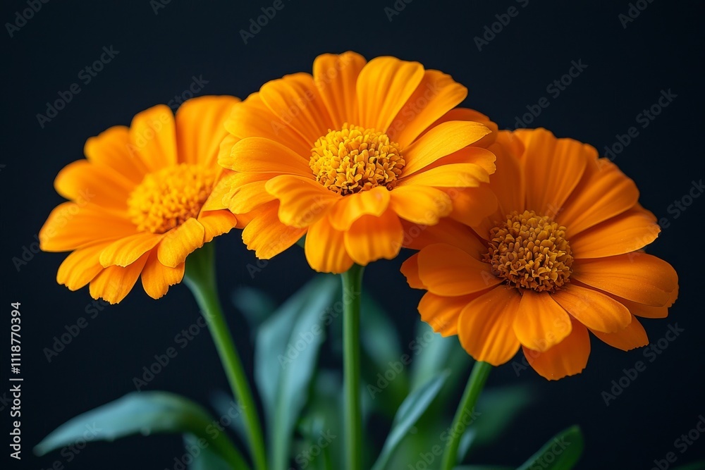Fototapeta premium Celebrated for their bright, warm colors, marigolds are a popular choice for autumn decorations and festivals.