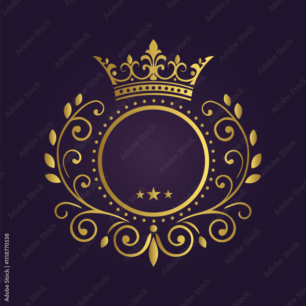 12.epGold Luxury Frame - Elegant Ornate Circle with Crown