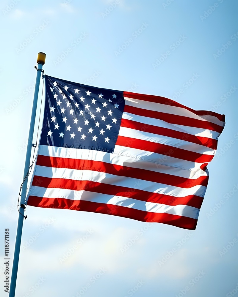 Fototapeta premium image d'un drapeau américain qui flotte dans les airs
