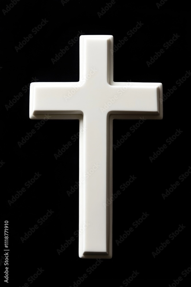 Symbolic White Cross Against Dark Backdrop, Emblem of Faith and Reflection for Christian Beliefs Symbolic White Cross Against Dark Backdrop, Emblem of Faith and Reflection for Christian Beliefs
