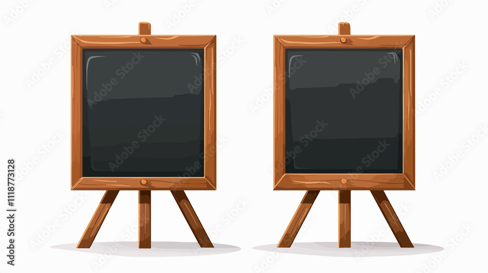Chalkboard isolated on white background for street signage, messages or menu. Blank rectangular blackboard for writing with chalk for advertising or communication. Chalkboard isolated on white background for street signage, messages or menu. Blank rectangular blackboard for writing with chalk for advertising or communication.