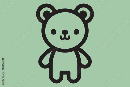 A simple black-and-white line art illustration of a cute teddy bear.