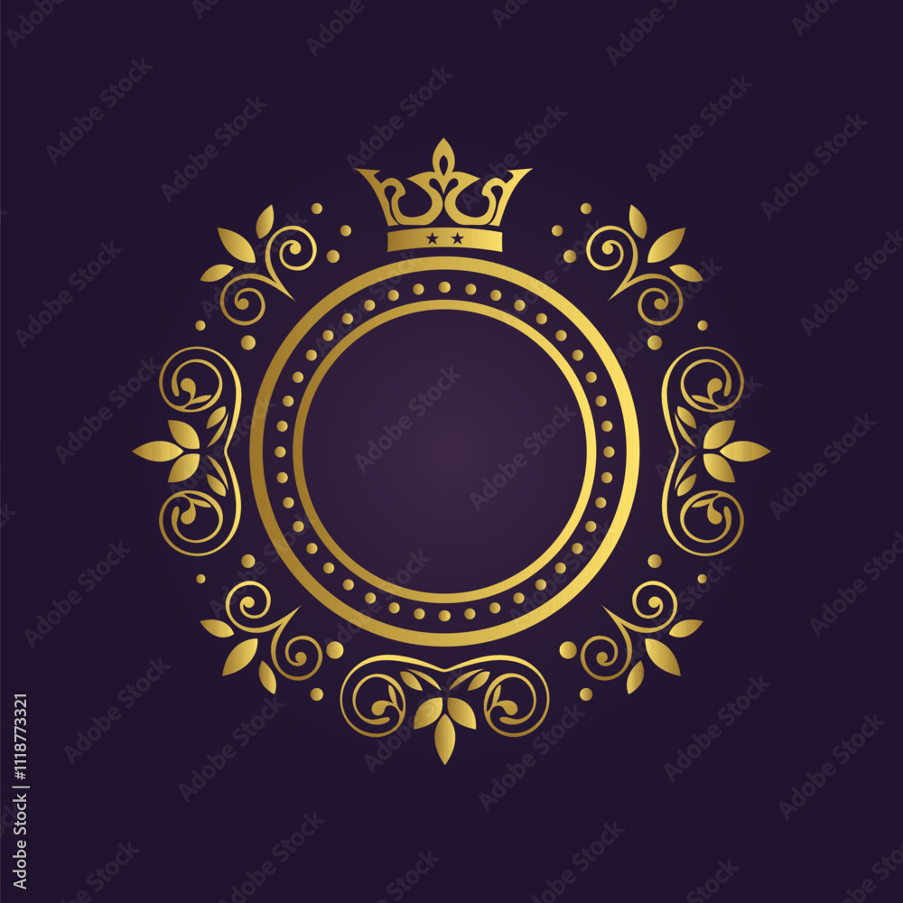 14.eGold Luxury Frame - Elegant Ornate Circle with Crown 14.eGold Luxury Frame - Elegant Ornate Circle with Crown