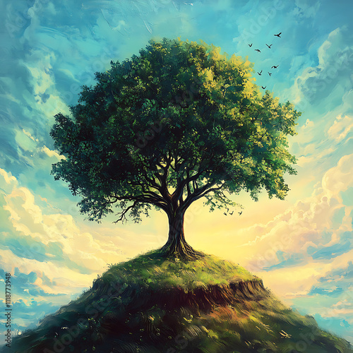 A Single Large Tree Illustration photo