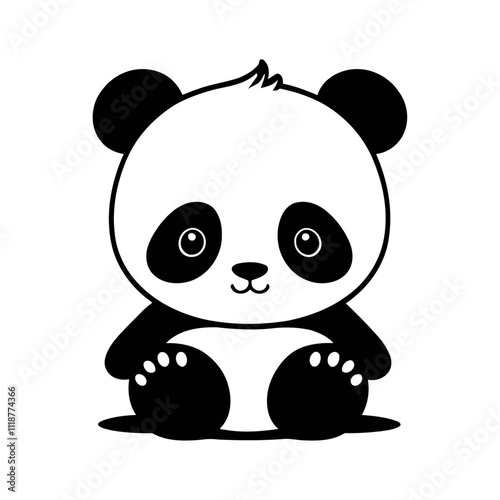 A set of Baby panda vector silhouettes isolated on a white background vector illustration.
