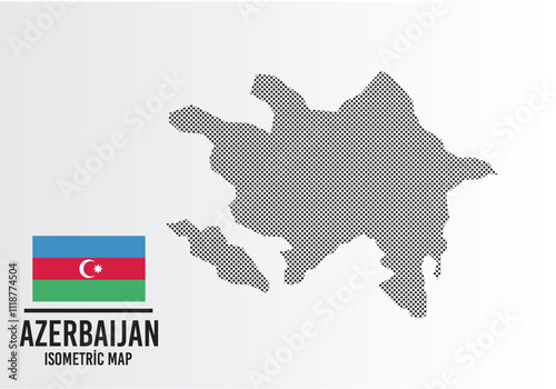 Azerbaıjan flag and map vector