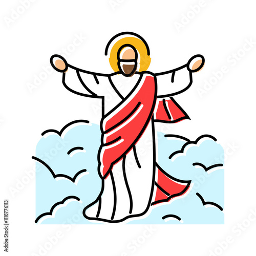 ascension of jesus feast catholic holiday color icon vector. ascension of jesus feast catholic holiday sign. isolated symbol illustration