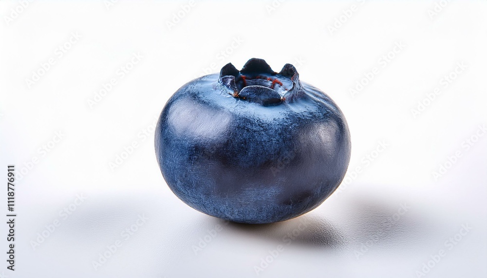 Close-up of a single, ripe blueberry against a white background. Close-up of a single, ripe blueberry against a white background.