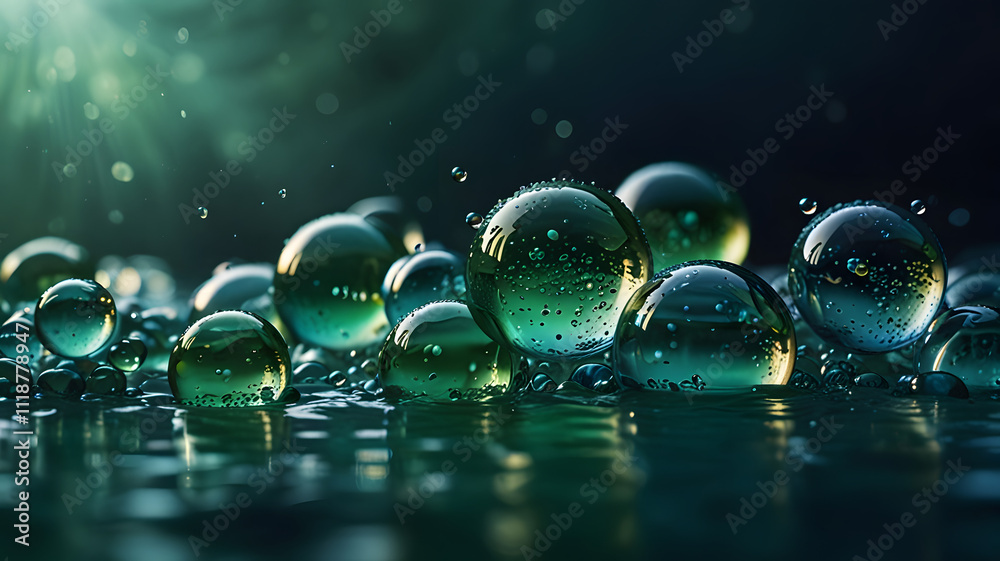 green bubbles in water green bubbles in water