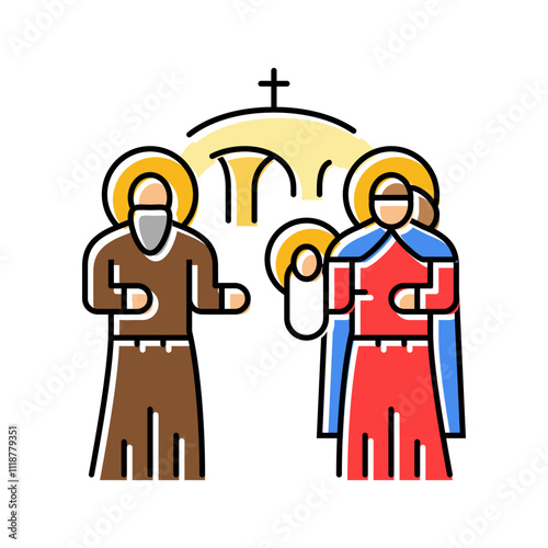 presentation of jesus at the temple color icon vector. presentation of jesus at the temple sign. isolated symbol illustration