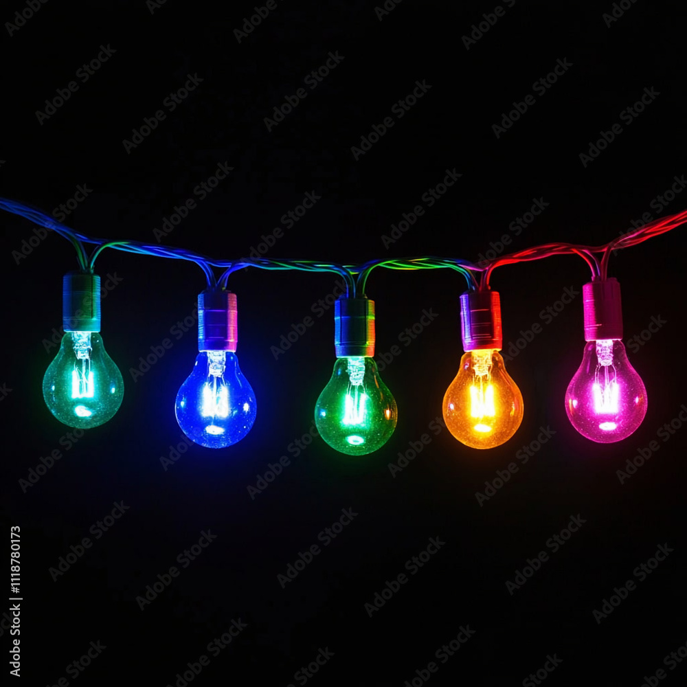 Beautiful colorful Christmas garland close up