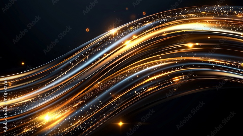 Obraz premium Digital art of a refined black and gold gradient background, glowing gold highlights with a polished finish, perfect for luxury branding