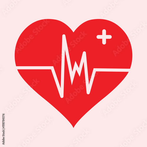 Heart with heartbeat line. Healthcare concept of heartbeat pulse line vector icon

