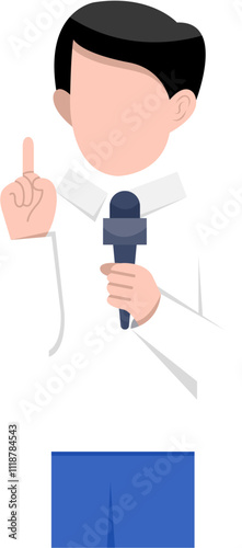 Flat Character Of Male Reporter