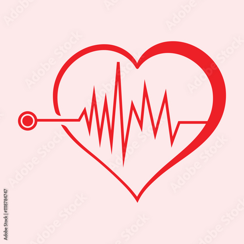 Heart with heartbeat line. Healthcare concept of heartbeat pulse line vector icon
