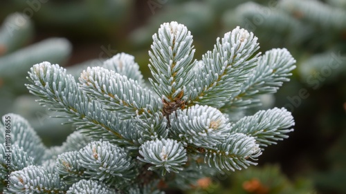 Wallpaper Mural Frost-Covered Evergreen Branch in Close-Up Torontodigital.ca
