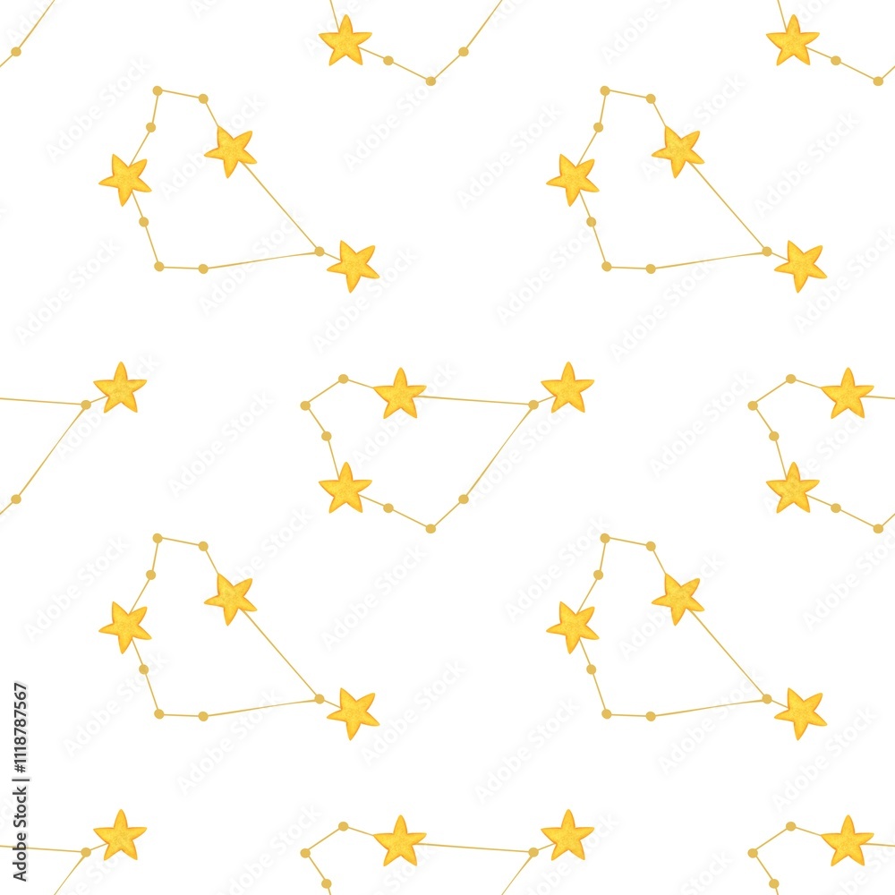 Small Capricorn Zodiac Constellations Design Seamless Pattern on a White Background Small Capricorn Zodiac Constellations Design Seamless Pattern on a White Background